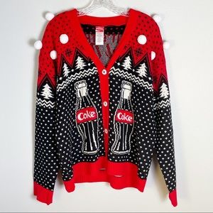 Coca Cola Christmas Polar Bear Sweater With White Snowballs Size XL